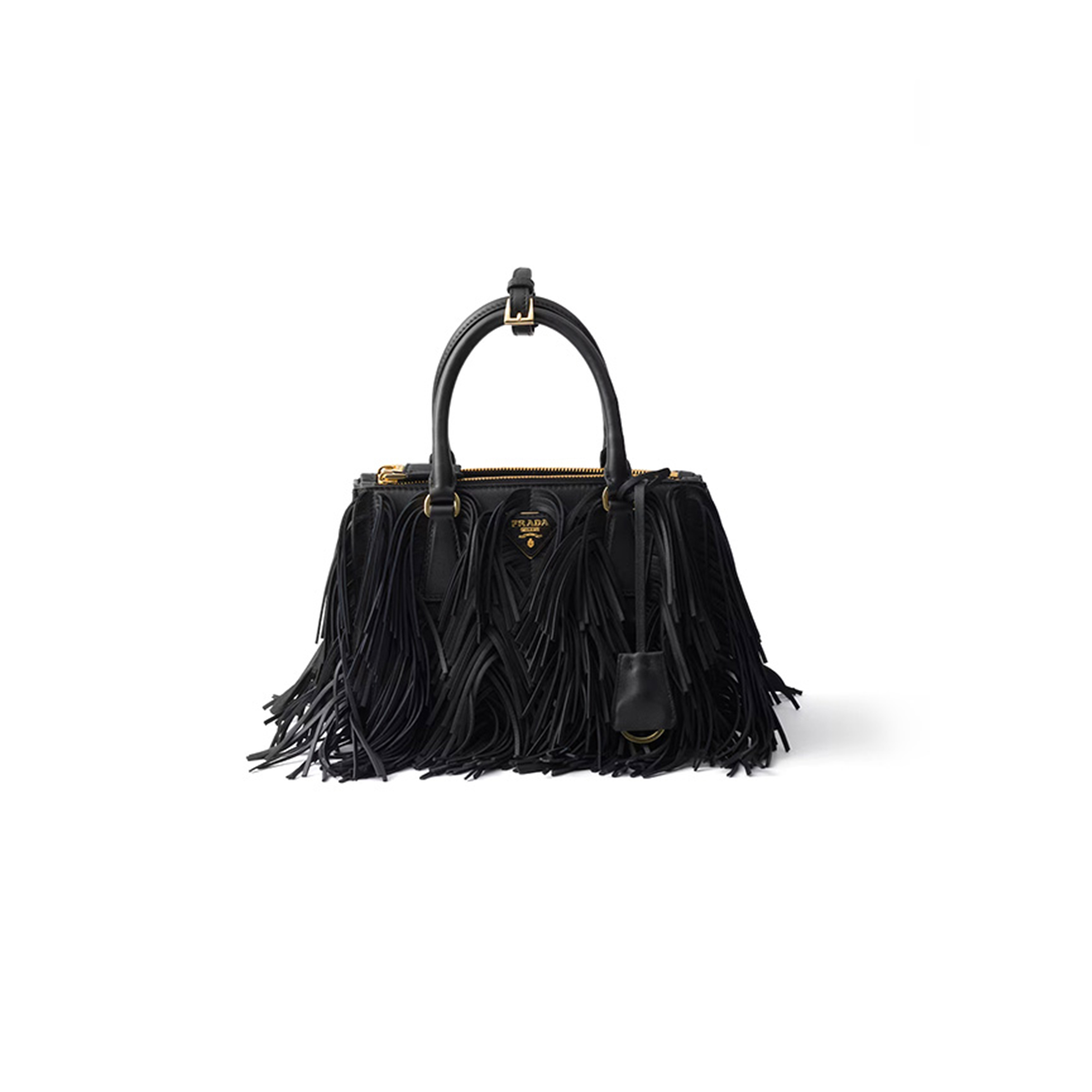 PRADA GALLERIA SMALL LEATHER BAG WITH FRINGE 1BA896 (24.5*18.5*11cm)